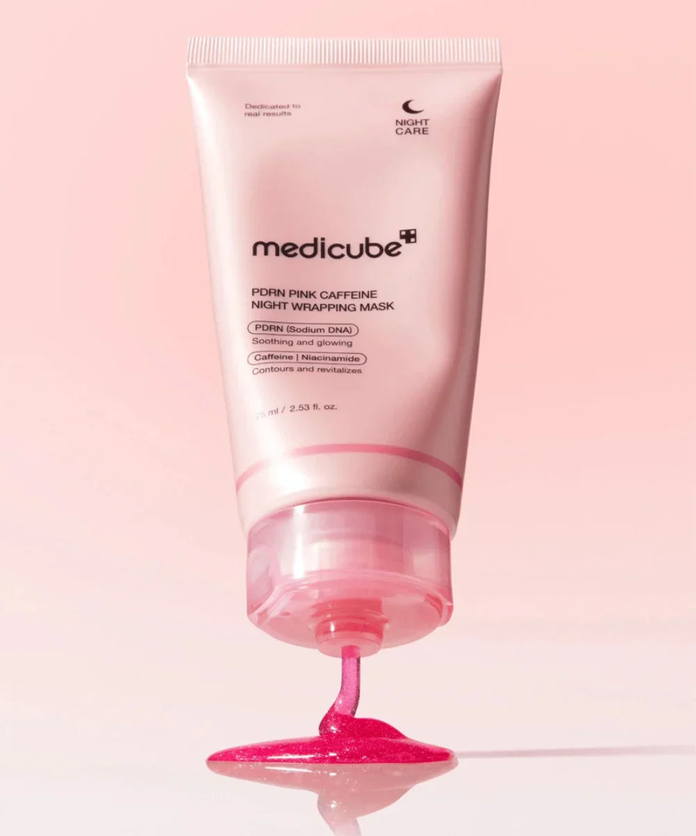 MEDICUBE PDRN pink caffeine night wrapping mask