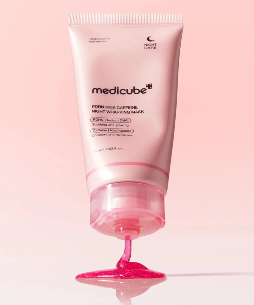 MEDICUBE PDRN pink caffeine night wrapping mask