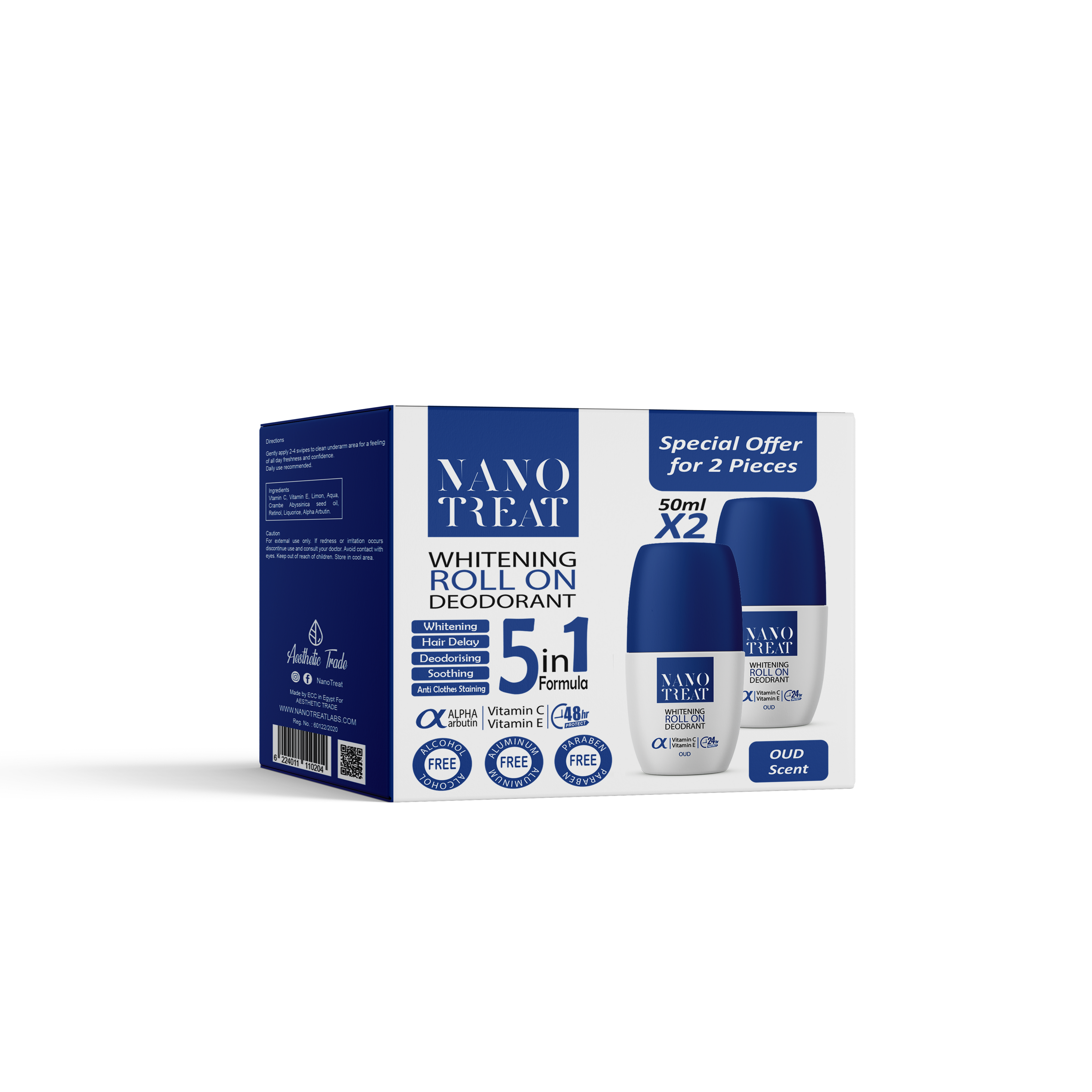 Nano Treat Whitening Roll On Deodorant OUD Scent (Offer 2 pcs)