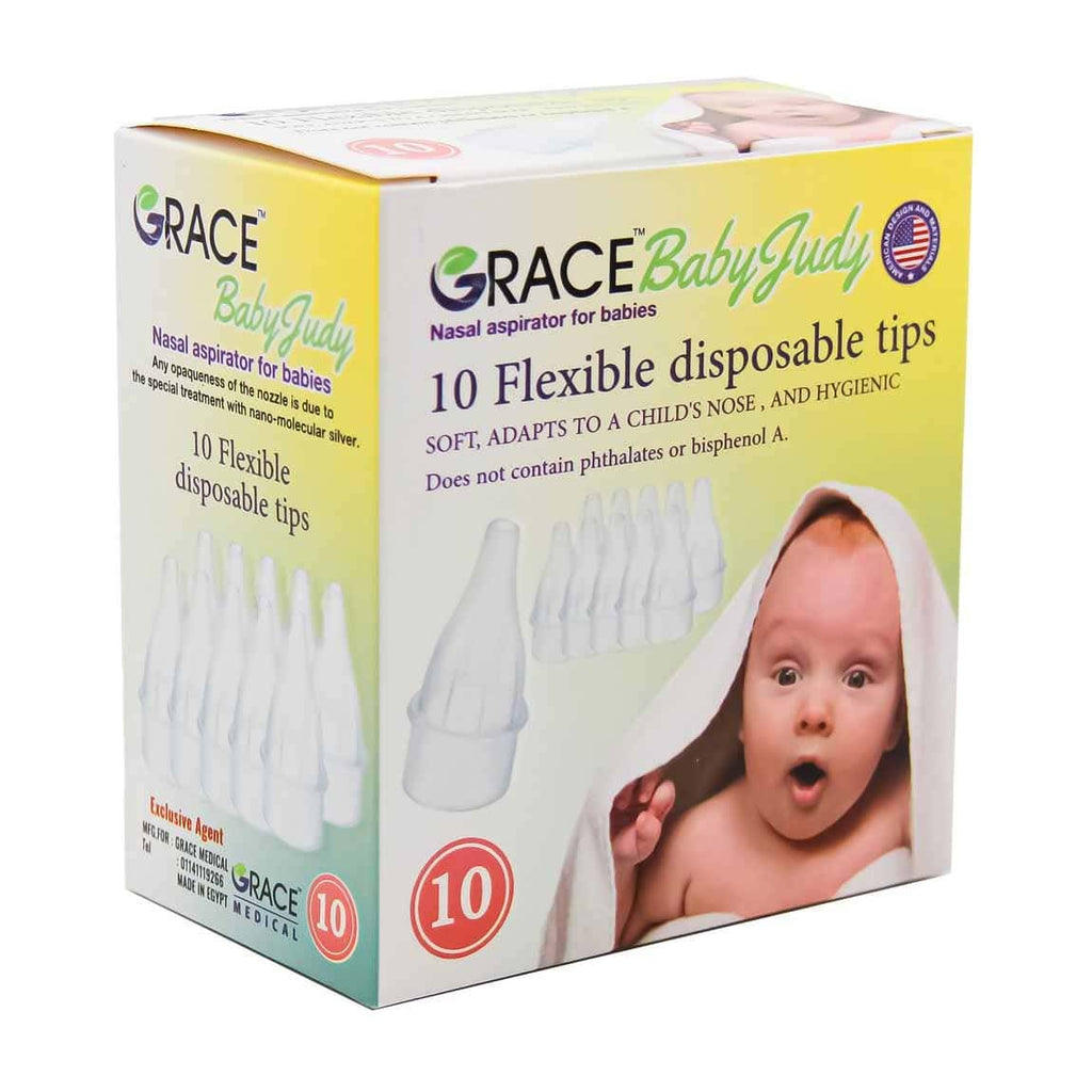 منتج Grace Medical للعناية بالأم والطفل | Grace Baby Judy Flexible Nasal Aspirator Disposable Tips - 10 Pcs