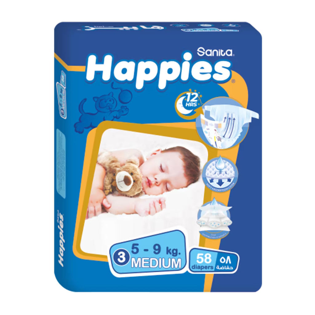 منتج Happies للعناية بالأم والطفل | Happies Medium 5-9kg Size 3 Baby Diapers - 58 Diapers