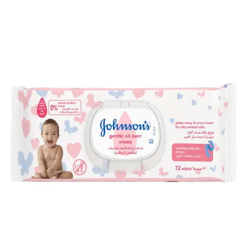 Johnson & Johnson Baby Gentle All Over Wipes 72Pcs New تنظيف كامل للجسم