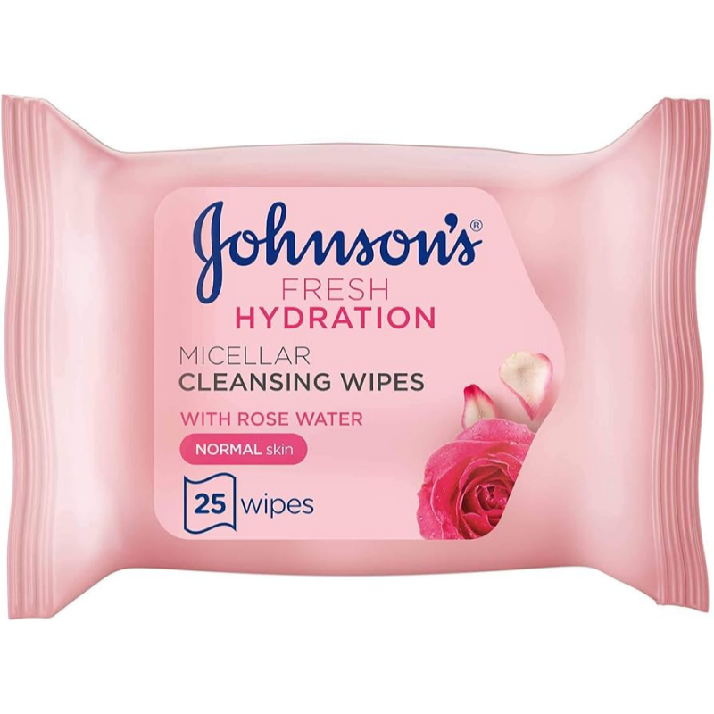 Johnson & Johnson Cleansing 25 Wipes Normal Skin Rose Water