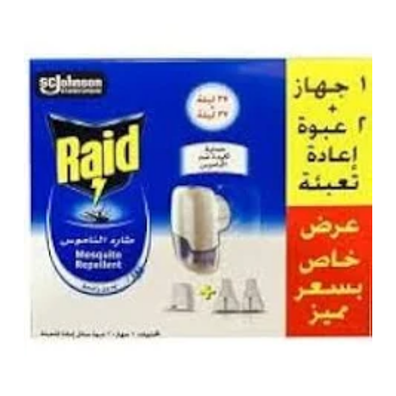 J.wax Raid Insect Killer جهاز سائل كهربي طارد للناموس 300 ساعة + 2 ريد غيار