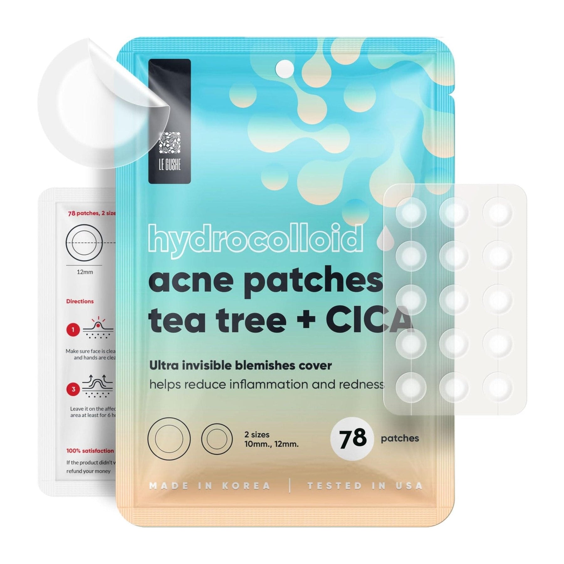 لاصقات | Le Gushe Hydrocolloid Acne Tea Tree and Cica Pimple Patch - 78 Patches