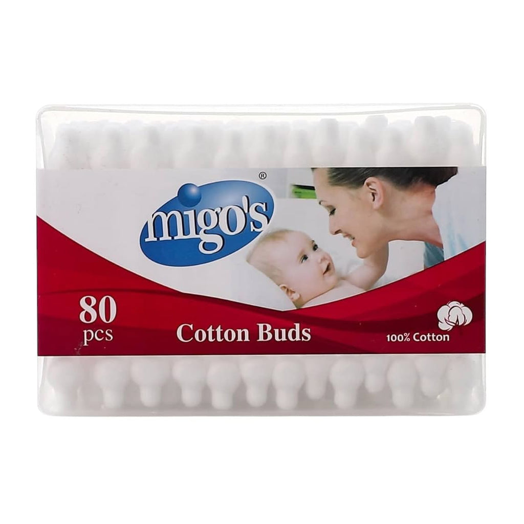 منتج Migo's للعناية بالأم والطفل | Migo’s Baby Cotton Buds - 80Pcs