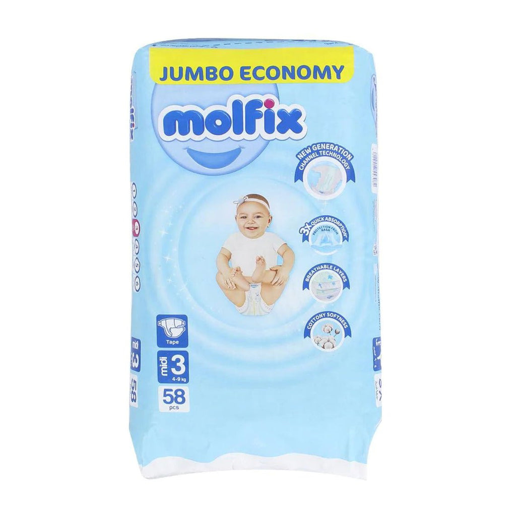 حفاضات مولفيكس مقاس 3 ميدي عدد 58 | Molfix Size 3