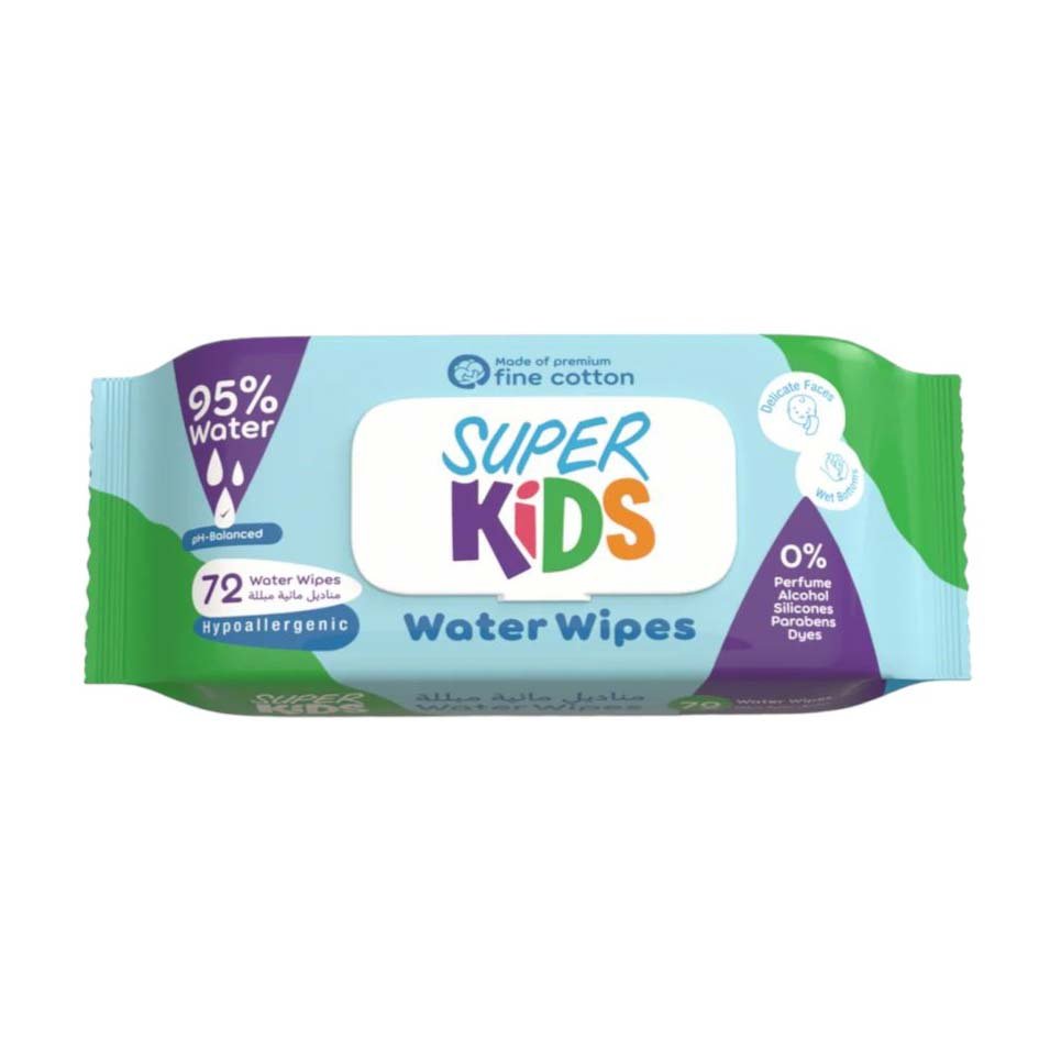 مناديل سوبر كيدز المائية 72 قطعة | Super Kids Water Wipes