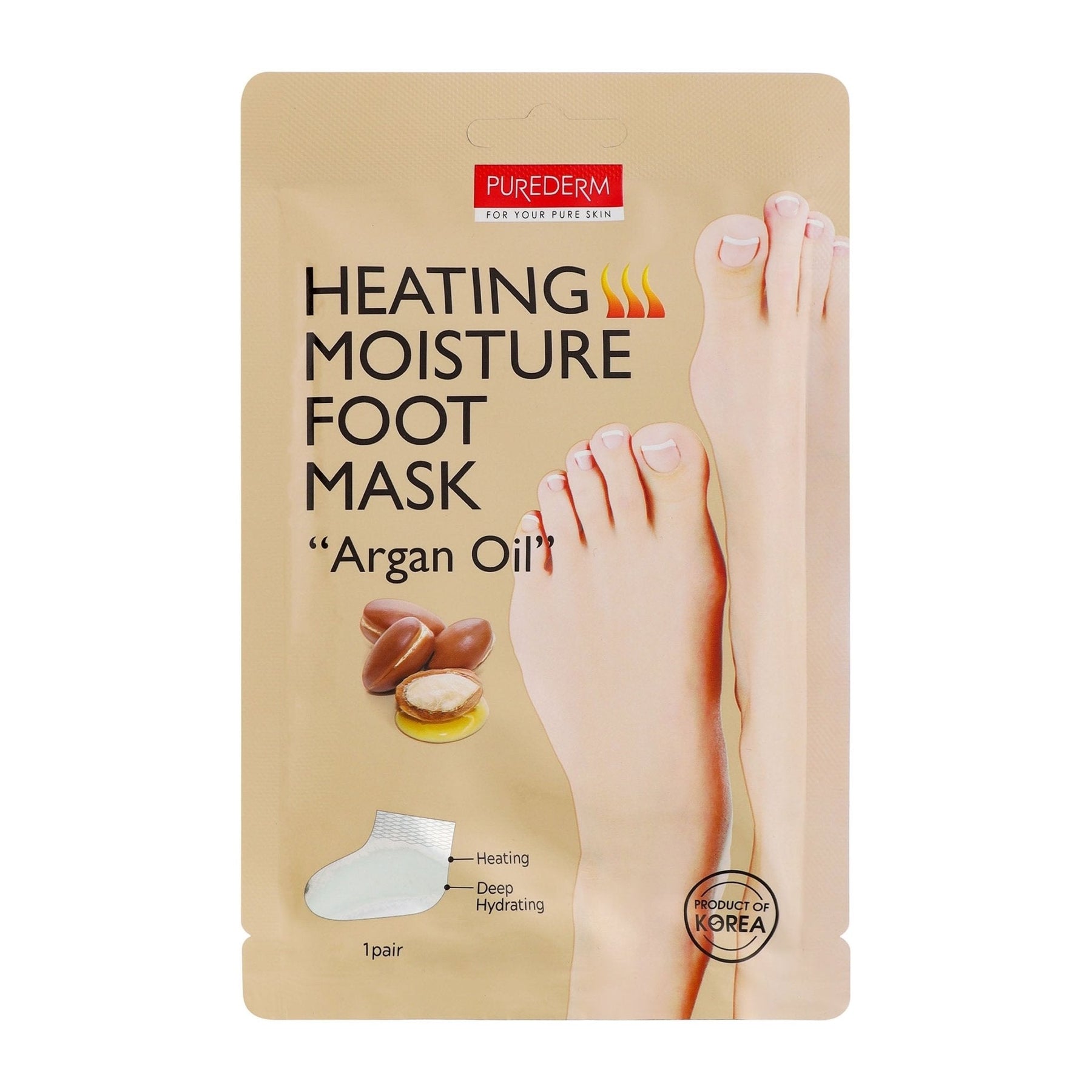 كريم مرطب | Purederm Heating Moisture Argan Oil Foot Mas - 1 Pair