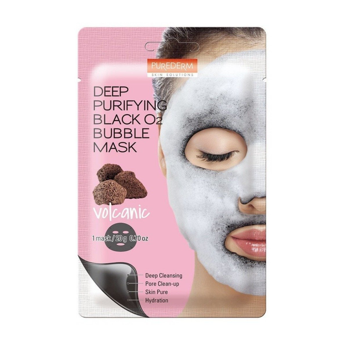 ماسك | Purederm Volcanic Deep Purifying Black O2 Bubble Mask - 20gm