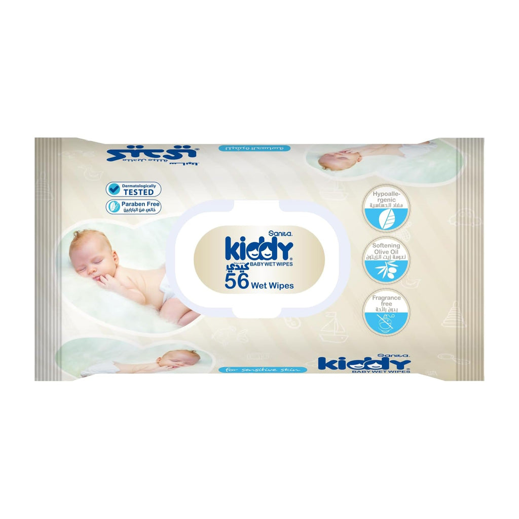 منتج Sanita Kiddy للعناية بالأم والطفل | Sanita Kiddy Sensitive Baby Wet Wipes - 56 Pcs
