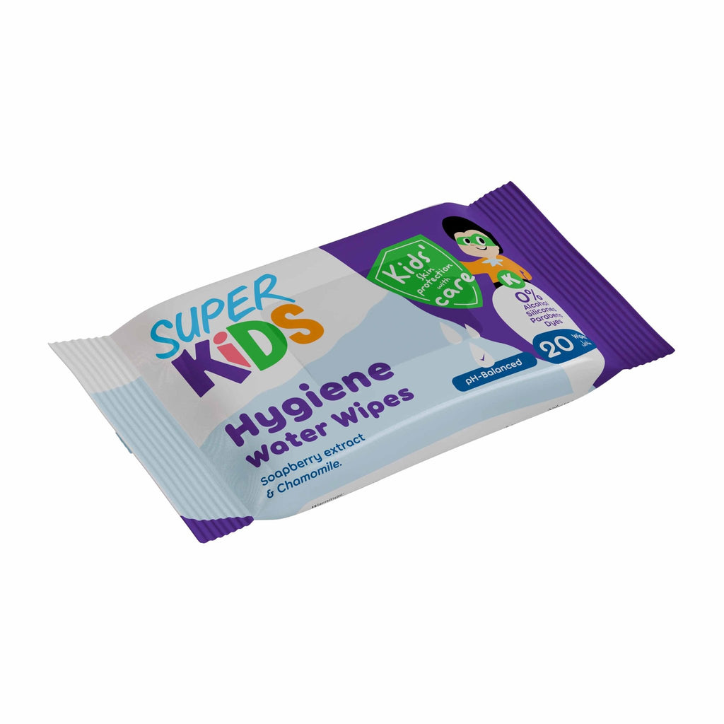 منتج Super Kids للعناية بالأم والطفل | Super Kids Hygiene Water Wipes - 20 Wipes