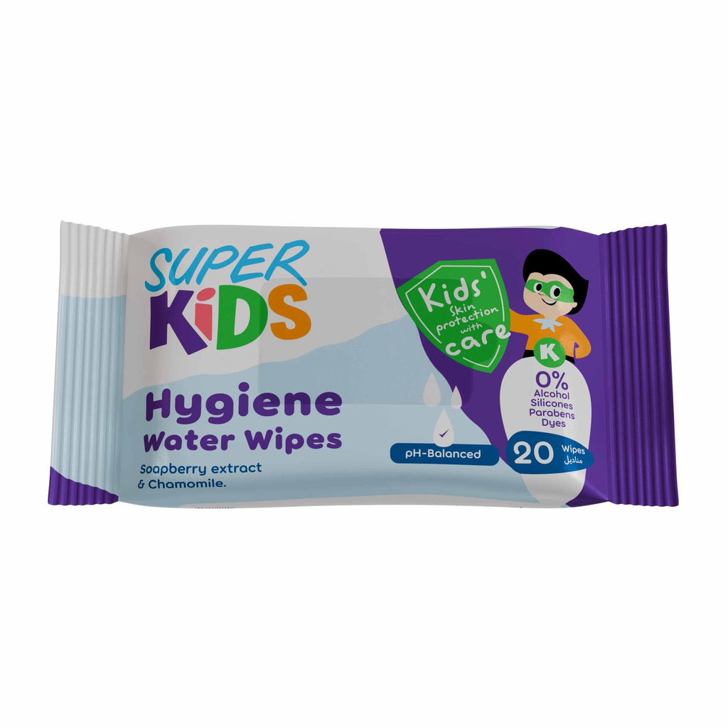 منتج Super Kids للعناية بالأم والطفل | Super Kids Hygiene Water Wipes - 20 Wipes